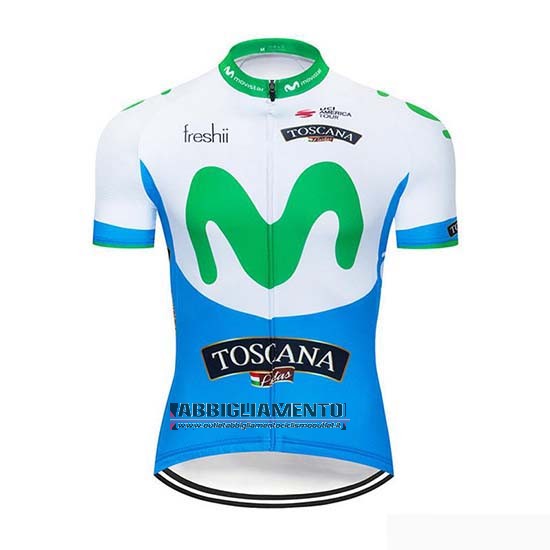 Abbigliamento Movistar 2019 Manica Corta e Pantaloncino Con Bretelle Blu Bianco - Clicca l'immagine per chiudere